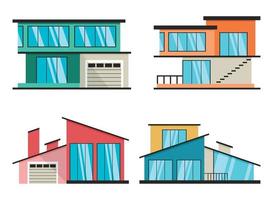 diseño exterior con edificio plano vector