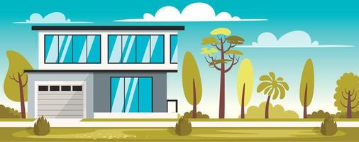 Exterior Design With Flat Building vector