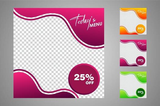 New set of editable minimal banner templates. Suitable for social media posts and web or internet ads. Vector illustration with photo college.