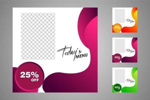 New set of editable minimal banner templates. Suitable for social media posts and web or internet ads. Vector illustration with photo college.