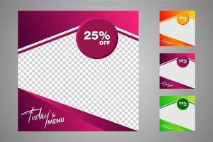 New set of editable minimal banner templates. Suitable for social media posts and web or internet ads. Vector illustration with photo college.