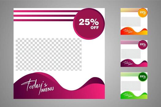 New set of editable minimal banner templates. Suitable for social media posts and web or internet ads. Vector illustration with photo college.