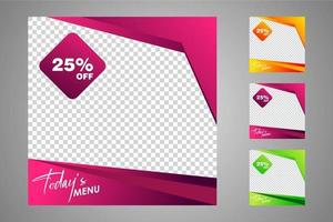 New set of editable minimal banner templates. Suitable for social media posts and web or internet ads. Vector illustration with photo college.