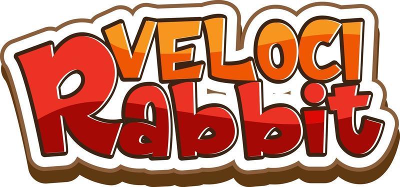Velocirabbit font banner in cartoon style isolated