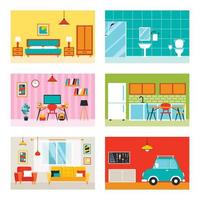 House Rooms With Flat Furnitures vector