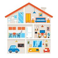 House Rooms With Flat Furnitures vector