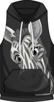 Front of hoodie sleeveless with zebra pattern vector
