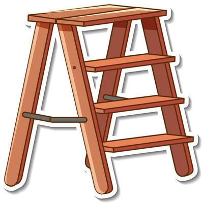 Sticker design with wooden stairs isolated