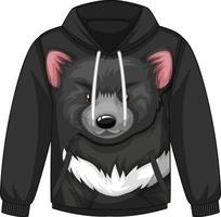 Front of hoodie sweater with black bear pattern vector