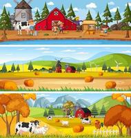 Different nature landscape at daytime scene with cartoon character vector