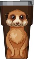 A brown thermos flask with meerkat pattern vector