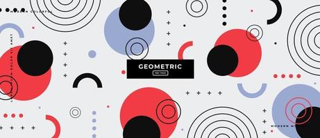 Memphis Style Circle Shapes Geometric Background. vector