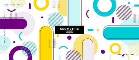 Flat Geometric Shapes Background in Memphis Style. vector