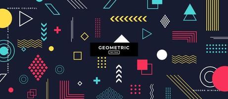 Flat Design Geometric Shapes Background in Memphis Style. vector