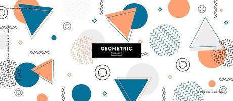 Memphis Style Geometric Triangle Shapes Background. vector