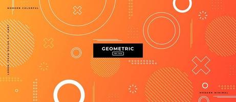 Memphis Style Geometric Lines in Orange Background. vector