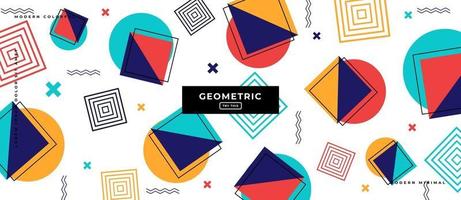 Memphis Style Geometric Polygon Shapes in White Background. vector