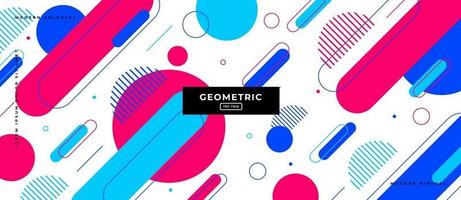 Flat Design Geometric Shapes Background in Memphis Style. vector