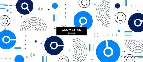 Blue Memphis Style Geometric in White Background. vector