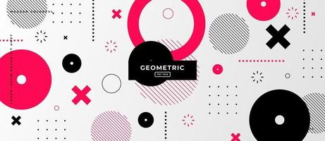 Flat Red and Black Geometric Shapes Background. vector