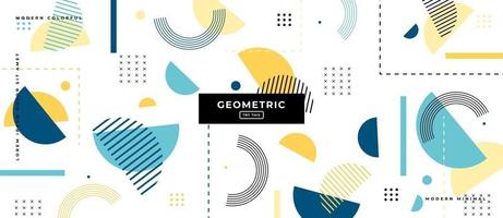 Flat Geometric Shapes Memphis Style Background. vector