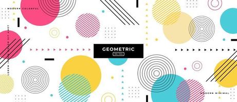 Circle Geometric Shapes in Memphis Style Background. vector