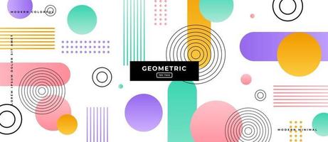 Gradient Memphis Style Geometric Shapes Background. vector