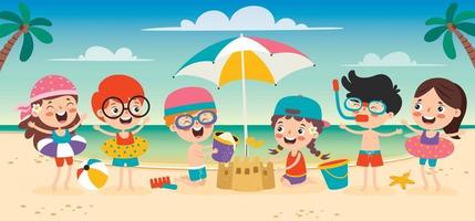 banner de verano plano con personaje de dibujos animados vector