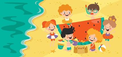 Flat Summer Banner With Cartoon Character vector