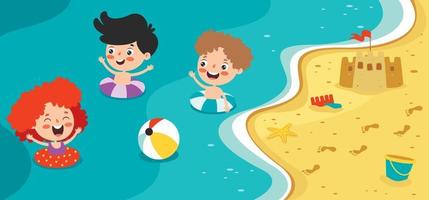 Flat Summer Banner With Cartoon Character vector