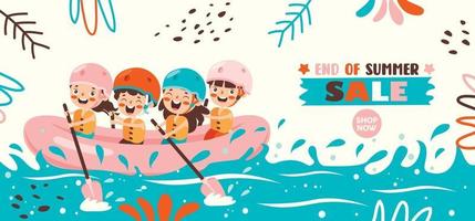 Flat Summer Banner With Cartoon Character vector