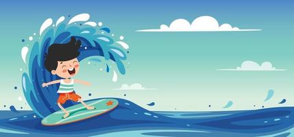 Flat Summer Banner With Cartoon Character vector