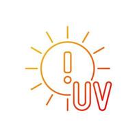 Danger of UV rays gradient linear vector icon. Ultraviolet exposure risk during summer. Sun overexposure. Thin line color symbols. Modern style pictogram. Vector isolated outline drawing