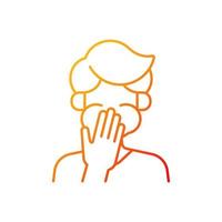 Nausea gradient linear vector icon. Sick person covering mouth. Ill man with stomachache ready to throw up. Thin line color symbols. Modern style pictogram. Vector isolated outline drawing