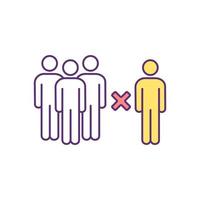 Ethnicity segregation in modern society RGB color icon. Social exclusion. Isolated vector illustration. Separating into ethnic groups. Systemic racism. Racial discrimination simple filled line drawing