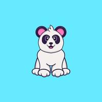 Cute Panda is sitting. Animal cartoon concept isolated. Can used for t-shirt, greeting card, invitation card or mascot. Flat Cartoon Style vector