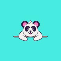 Cute Panda lying down. Animal cartoon concept isolated. Can used for t-shirt, greeting card, invitation card or mascot. Flat Cartoon Style