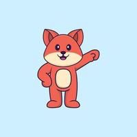 Cute fox hero. Animal cartoon concept isolated. Can used for t-shirt, greeting card, invitation card or mascot. Flat Cartoon Style vector