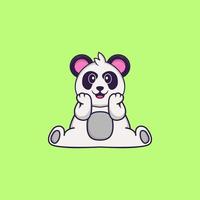 Cute Panda is sitting. Animal cartoon concept isolated. Can used for t-shirt, greeting card, invitation card or mascot. Flat Cartoon Style vector