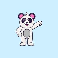 Cute Panda hero. Animal cartoon concept isolated. Can used for t-shirt, greeting card, invitation card or mascot. Flat Cartoon Style vector