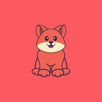 Cute fox is sitting. Animal cartoon concept isolated. Can used for t-shirt, greeting card, invitation card or mascot. Flat Cartoon Style vector