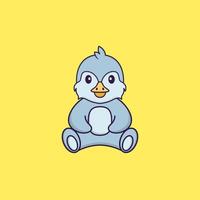 Cute bird is sitting. Animal cartoon concept isolated. Can used for t-shirt, greeting card, invitation card or mascot. Flat Cartoon Style vector