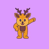 Cute deer hero. Animal cartoon concept isolated. Can used for t-shirt, greeting card, invitation card or mascot. Flat Cartoon Style vector