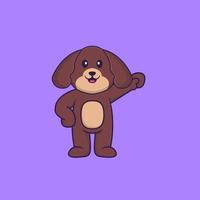 Cute dog hero. Animal cartoon concept isolated. Can used for t-shirt, greeting card, invitation card or mascot. Flat Cartoon Style vector