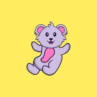 Cute koala is flying. Animal cartoon concept isolated. Can used for t-shirt, greeting card, invitation card or mascot. Flat Cartoon Style vector