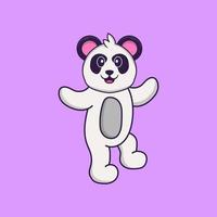 Cute Panda is dancing. Animal cartoon concept isolated. Can used for t-shirt, greeting card, invitation card or mascot. Flat Cartoon Style vector