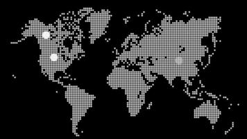 Concepto de tecnología de mapa mundial con fondo de parpadeo de destino video