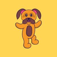 lindo perro está bailando. aislado concepto de dibujos animados de animales. Puede utilizarse para camiseta, tarjeta de felicitación, tarjeta de invitación o mascota. estilo de dibujos animados plana vector