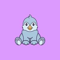 Cute bird is sitting. Animal cartoon concept isolated. Can used for t-shirt, greeting card, invitation card or mascot. Flat Cartoon Style vector