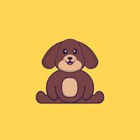 lindo perro está sentado. aislado concepto de dibujos animados de animales. Puede utilizarse para camiseta, tarjeta de felicitación, tarjeta de invitación o mascota. estilo de dibujos animados plana vector